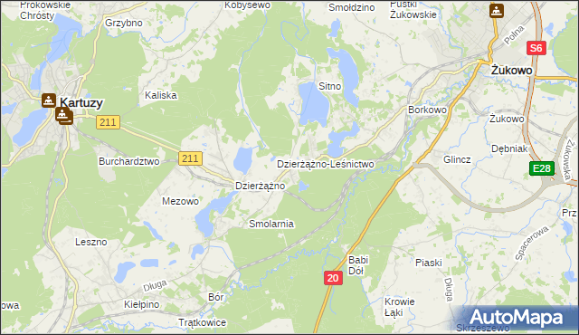 mapa Borowo gmina Kartuzy, Borowo gmina Kartuzy na mapie Targeo