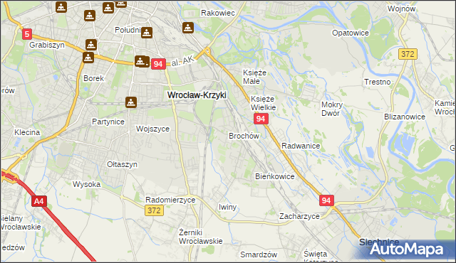 mapa Brochów gmina Wrocław, Brochów gmina Wrocław na mapie Targeo