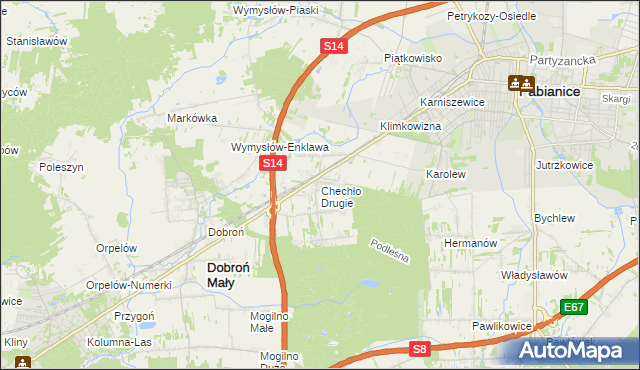 mapa Chechło Drugie, Chechło Drugie na mapie Targeo