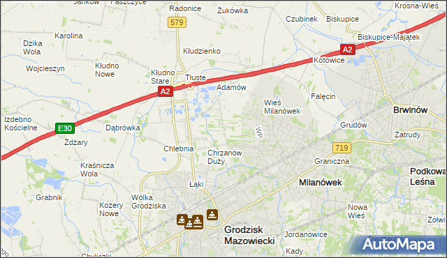 mapa Chrzanów Mały, Chrzanów Mały na mapie Targeo