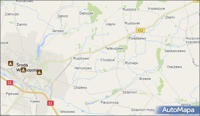 mapa Chudzice, Chudzice na mapie Targeo