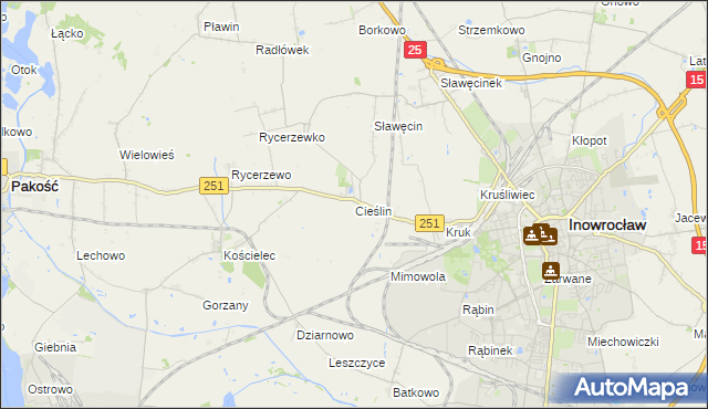 mapa Cieślin gmina Inowrocław, Cieślin gmina Inowrocław na mapie Targeo