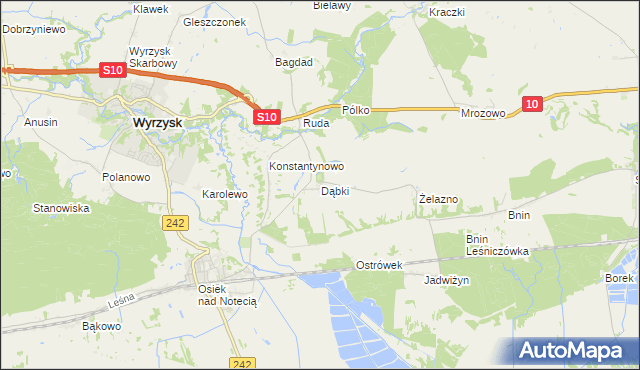mapa Dąbki gmina Wyrzysk, Dąbki gmina Wyrzysk na mapie Targeo