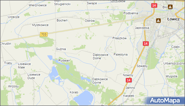 mapa Dąbkowice Dolne, Dąbkowice Dolne na mapie Targeo