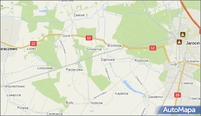 mapa Dąbrowa gmina Jarocin, Dąbrowa gmina Jarocin na mapie Targeo