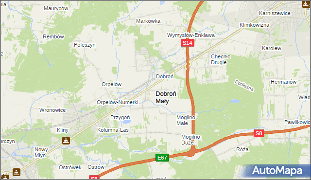 mapa Dobroń Mały, Dobroń Mały na mapie Targeo