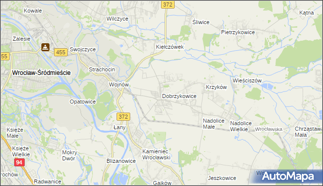 mapa Dobrzykowice, Dobrzykowice na mapie Targeo