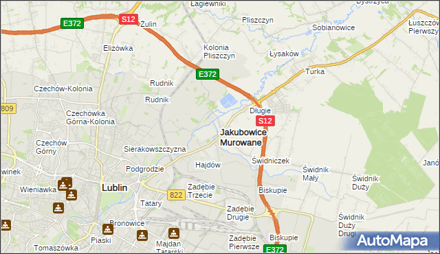 mapa Jakubowice Murowane, Jakubowice Murowane na mapie Targeo