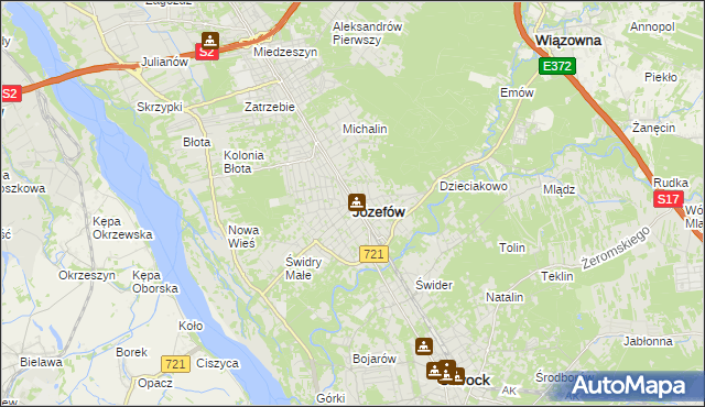 mapa Józefów powiat otwocki, Józefów powiat otwocki na mapie Targeo