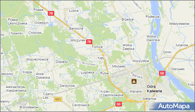 mapa Kąty gmina Góra Kalwaria, Kąty gmina Góra Kalwaria na mapie Targeo