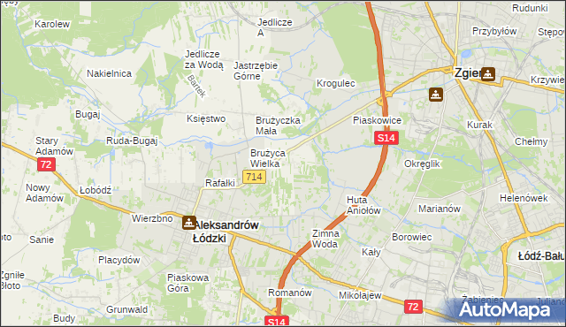 mapa Kolonia Brużyca, Kolonia Brużyca na mapie Targeo