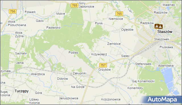 mapa Krzywołęcz, Krzywołęcz na mapie Targeo