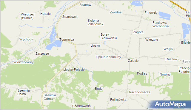 mapa Lipsko-Kosobudy, Lipsko-Kosobudy na mapie Targeo