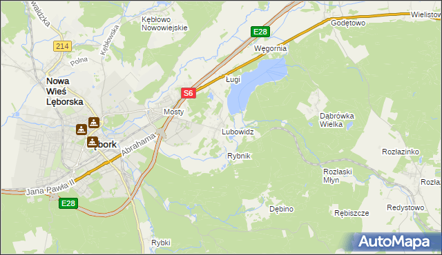 mapa Lubowidz gmina Nowa Wieś Lęborska, Lubowidz gmina Nowa Wieś Lęborska na mapie Targeo