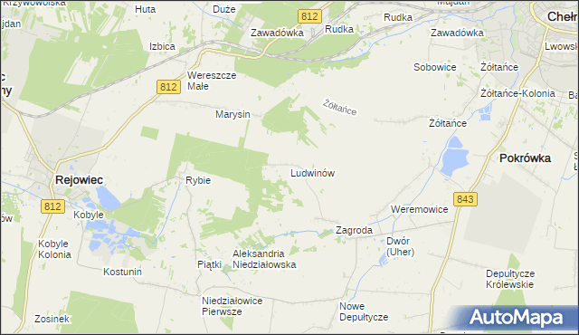 mapa Ludwinów gmina Chełm, Ludwinów gmina Chełm na mapie Targeo