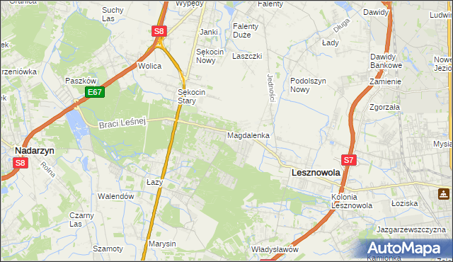 mapa Magdalenka gmina Lesznowola, Magdalenka gmina Lesznowola na mapie Targeo