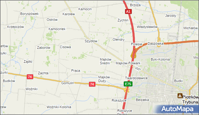 mapa Majków Średni, Majków Średni na mapie Targeo