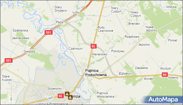 mapa Marianowo gmina Piątnica, Marianowo gmina Piątnica na mapie Targeo