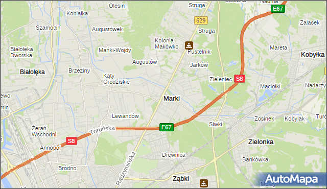 mapa Marki powiat wołomiński, Marki powiat wołomiński na mapie Targeo