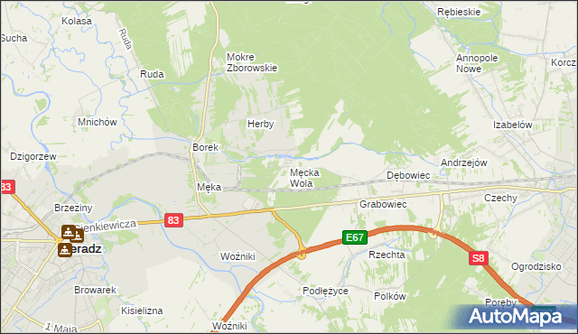 mapa Męcka Wola, Męcka Wola na mapie Targeo