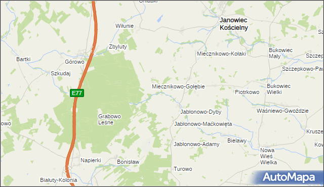 mapa Miecznikowo-Miąchy, Miecznikowo-Miąchy na mapie Targeo