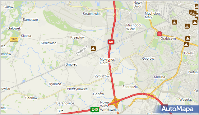mapa Mokronos Górny, Mokronos Górny na mapie Targeo