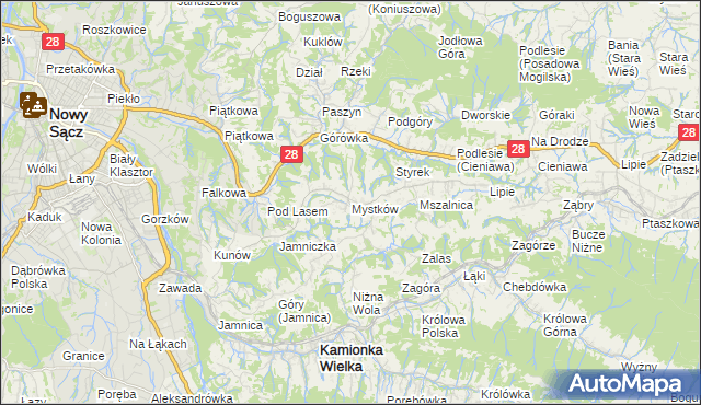 mapa Mystków, Mystków na mapie Targeo