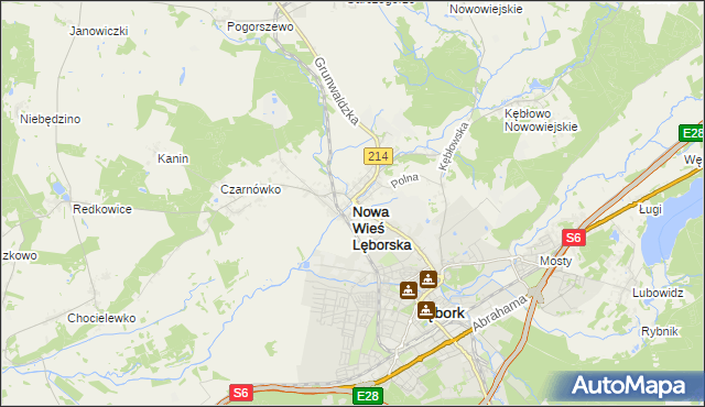 mapa Nowa Wieś Lęborska, Nowa Wieś Lęborska na mapie Targeo