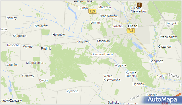 mapa Olszowa-Piaski, Olszowa-Piaski na mapie Targeo