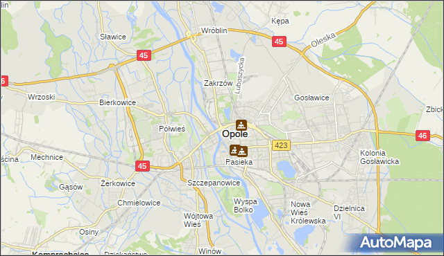 mapa Opola, Opole na mapie Targeo