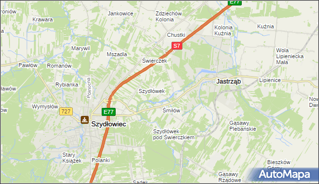 mapa Orłów gmina Jastrząb, Orłów gmina Jastrząb na mapie Targeo