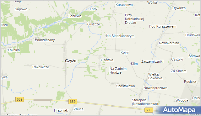 mapa Osówka gmina Czyże, Osówka gmina Czyże na mapie Targeo