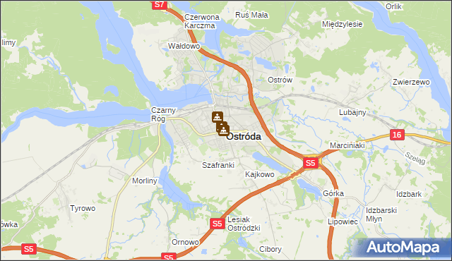 mapa Ostróda, Ostróda na mapie Targeo