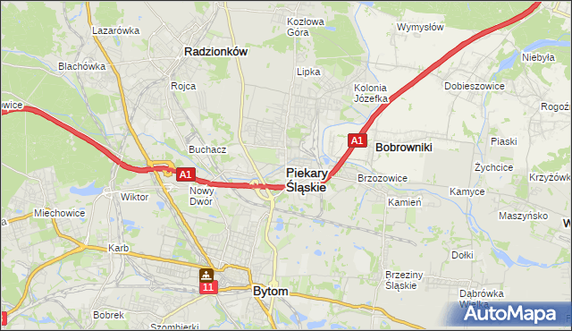 mapa Piekary Śląskie, Piekary Śląskie na mapie Targeo