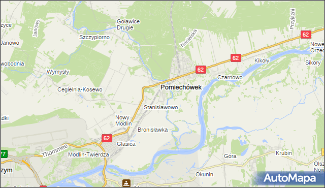 mapa Pomiechowo, Pomiechowo na mapie Targeo