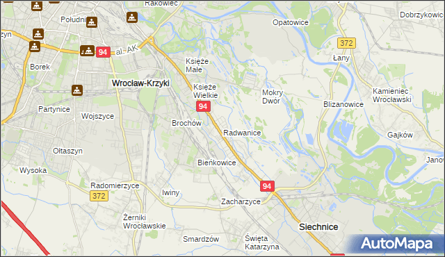 mapa Radwanice gmina Siechnice, Radwanice gmina Siechnice na mapie Targeo