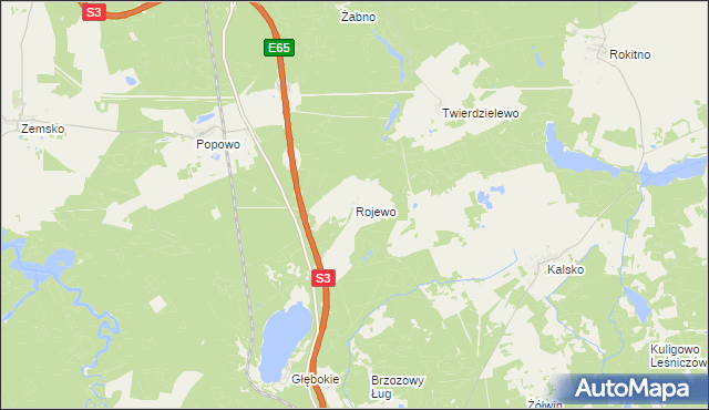 mapa Rojewo gmina Międzyrzecz, Rojewo gmina Międzyrzecz na mapie Targeo