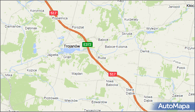 mapa Ruda gmina Trojanów, Ruda gmina Trojanów na mapie Targeo