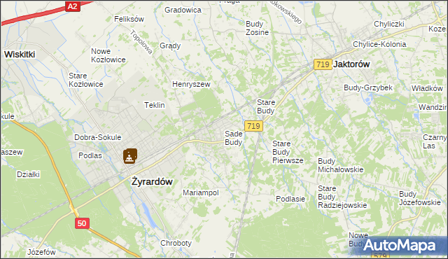 mapa Sade Budy, Sade Budy na mapie Targeo