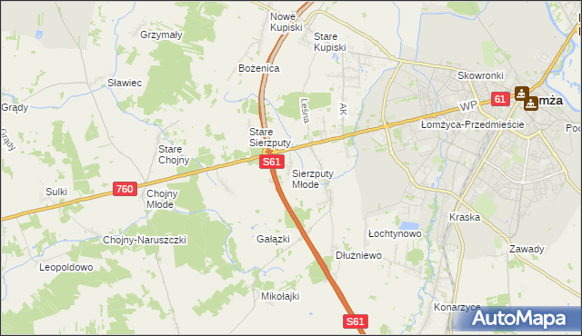 mapa Sierzputy Młode, Sierzputy Młode na mapie Targeo