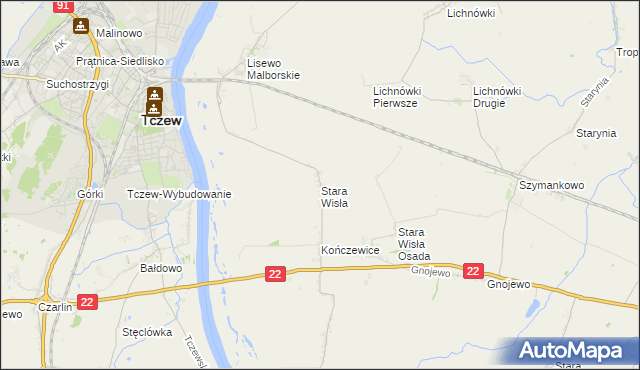 mapa Stara Wisła, Stara Wisła na mapie Targeo