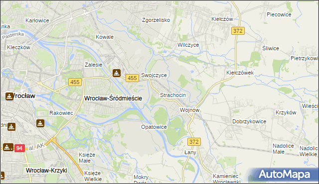 mapa Strachocin gmina Wrocław, Strachocin gmina Wrocław na mapie Targeo