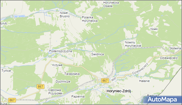 mapa Świdnica gmina Horyniec-Zdrój, Świdnica gmina Horyniec-Zdrój na mapie Targeo
