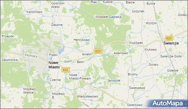 mapa Szczawin gmina Nowe Miasto, Szczawin gmina Nowe Miasto na mapie Targeo