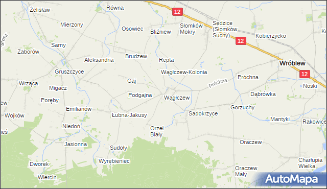 mapa Wągłczew, Wągłczew na mapie Targeo