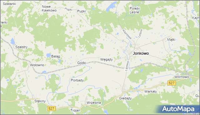 mapa Węgajty, Węgajty na mapie Targeo