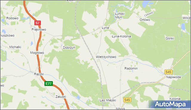 mapa Wietrzychowo, Wietrzychowo na mapie Targeo