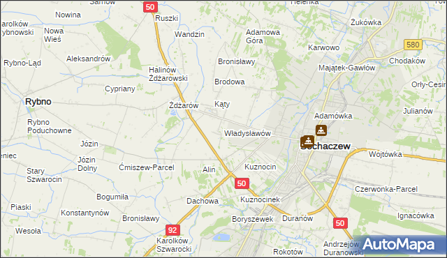 mapa Władysławów gmina Sochaczew, Władysławów gmina Sochaczew na mapie Targeo