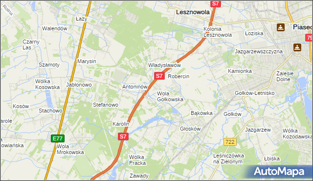 mapa Wola Gołkowska, Wola Gołkowska na mapie Targeo