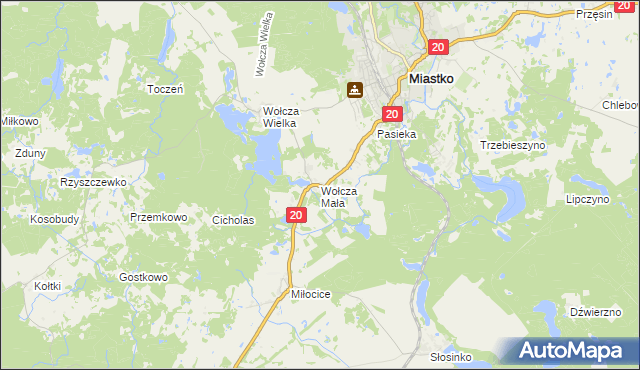 mapa Wołcza Mała, Wołcza Mała na mapie Targeo